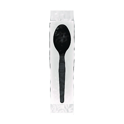 Dixie Mediumweight Polystyrene Wrapped Cutlery, Teaspoon, Black, 1,000/Carton (DXETM53C1)