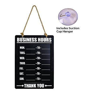 General Printing & Design Business Hours Indoor/Outdoor Hanging Chalkboard, 10 x 0.38 x 20.75, Black/White (EXOEGPHD0311AS)
