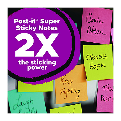 Post-it Notes Super Sticky Note Pads in Summer Joy Collection, 4" x 4", Note Ruled, 90 Sheets/Pad, 4 Pads/Pack (MMM6754SSJOY)