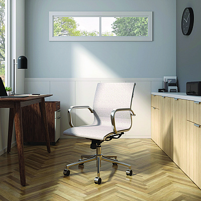 Union & Scale Everell Fabric Managers Chair, Supports up to 275 lb, 16.4" to 20.1" Seat Height, Heather Gray Seat/Back, Chrome Base (UOSUN53279CC)