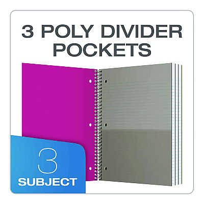 Oxford Three-Subject Notebook, 3 Subject, College Rule, Randomly Assorted Cover Color, (150) 11 x 9 Sheets (OXF10586)