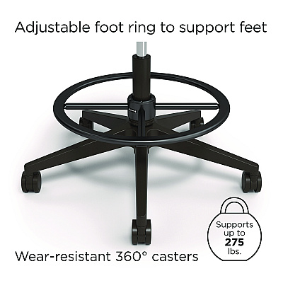 Union & Scale Essentials Mesh Back Drafting Stool, Adjustable Lumbar Support, Supports Up to 275 lb, 26.6" to 33.6" Seat Height, Black (UOSUN60992)