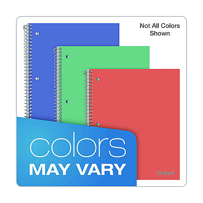 Oxford Poly One-Subject Notebook, 1 Subject, College Rule, Randomly Assorted Cover Color, (100) 11 x 9 Sheets (OXF10590)