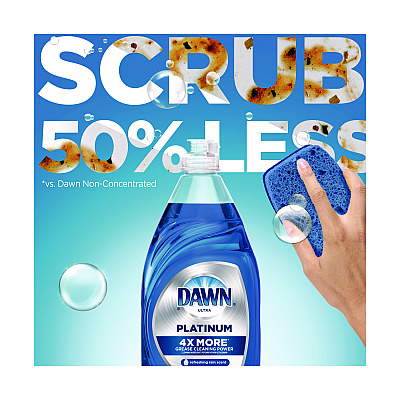 Dawn Platinum Liquid Dish Detergent, Refreshing Rain, 54.8 oz Bottle, 2/Pack (PGC04504)