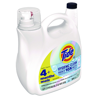 Tide Hygienic Clean Heavy 10x Duty Liquid Laundry Detergent, Unscented, 146 oz Bottle (PGC3077209452)