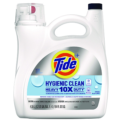 Tide Hygienic Clean Heavy 10x Duty Liquid Laundry Detergent, Unscented, 146 oz Bottle (PGC3077209452)