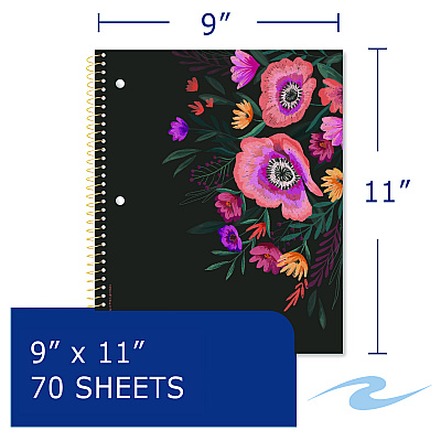 Roaring Spring Studio Series Notebook, 1-Subject, College Rule, Assorted Cover Set 3, (70) 11 x 9 Sheets (ROA11323)