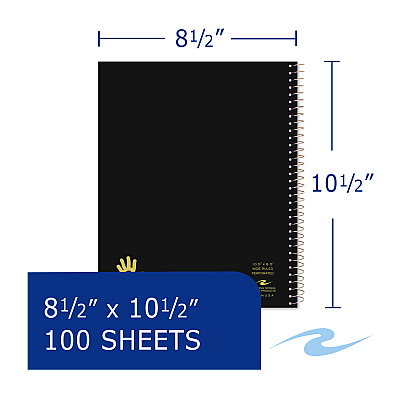 Roaring Spring Lefty Notebook, 1-Subject, Wide/Legal Rule, Assorted Cover Colors, (100) 10.5 x 8.5 Sheets (ROA13505)