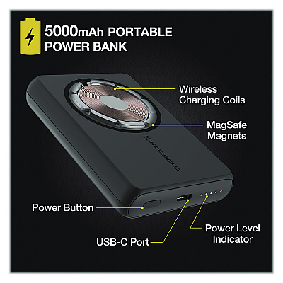 Scosche GoBat MagSafe Wireless Power Bank, 10 W, Black (PBQ5MSSP)