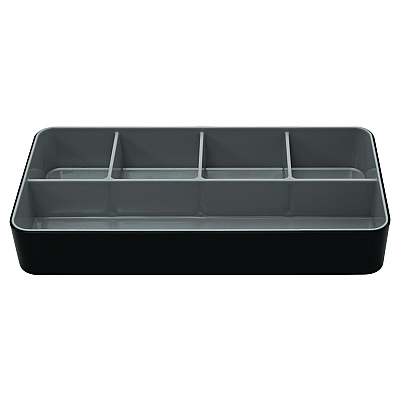 Advantus Fusion Five-Compartment Plastic Accessory Holder, Plastic, 12.25 x 6 x 2, Black/Gray (AVT37682)