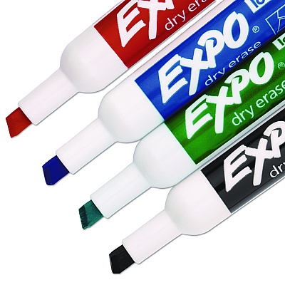 EXPO Low-Odor Dry-Erase Marker, Broad Chisel Tip, Assorted Colors, 12/Box (SAN81043)