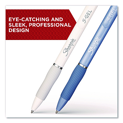 Sharpie Gel Pen, Retractable, Medium 0.7 mm, Black; Blue Ink, Black; Gray; White Barrels, 12/Pack (SAN2129832)