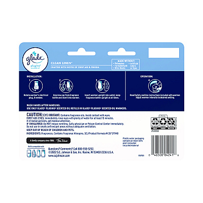 Glade Plugins Scented Oil Refill, Clean Linen, 0.67, 7/Pack (SJN350781)