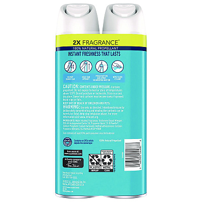 Glade Air Freshener, Aqua Waves Scent, 8.3 oz Aerosol Spray, 2/Pack (SJN357471)