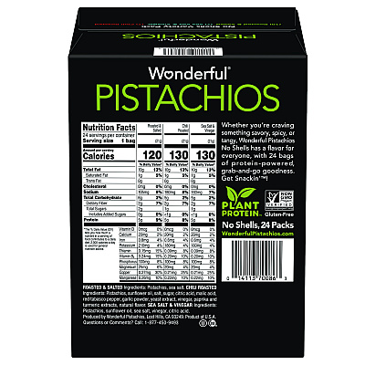 Wonderful No Shells Roasted and Salted Pistachios Variety Pack, Assorted Flavors, 0.75 oz Bag, 24/Carton (WONPAR70086)