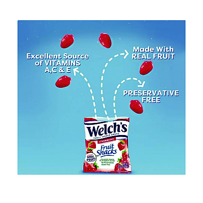 Welch's Fruit Snacks, Strawberry, 5 oz Pouch, 12/Box (WELPIM05096)