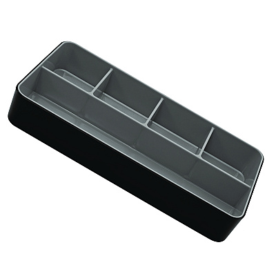 Advantus Fusion Five-Compartment Plastic Accessory Holder, Plastic, 12.25 x 6 x 2, Black/Gray (AVT37682)