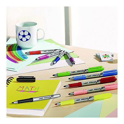 BIC Intensity Fine Tip Permanent Marker, Fine Bullet Tip, Assorted Colors, Dozen (BICGPMAP12NAST)