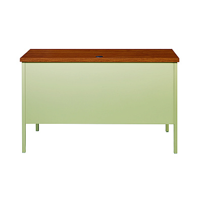 Alera Double Pedestal Steel Desk, 60" x 30" x 29.5", Cherry/Putty, Putty Legs (ALEHSD6030PC)