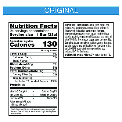Kellogg's Rice Krispies Treats Homestyle Original Cereal Bar, 1.16 Bar, 24/Box (KEBKEE27140)