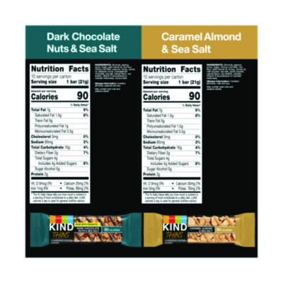 KIND Thins Bar Variety Pack, Caramel Almond & Sea Salt; Dark Chocolate Nuts & Sea Salt, 0.74 oz, 20/Box (KNDPHW41888)
