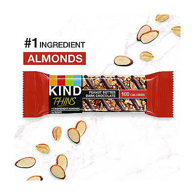 KIND Thins Bar Variety Pack, Dark Chocolate Cherry Cashew; Peanut Butter Dark Chocolate, 0.74 oz, 20/Box (KNDPHW41891)