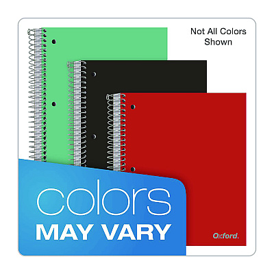 Oxford Five-Subject Notebook, 5 Subject, College Rule, Randomly Assorted Cover Color, (200) 11 x 9 Sheets (OXF10588)