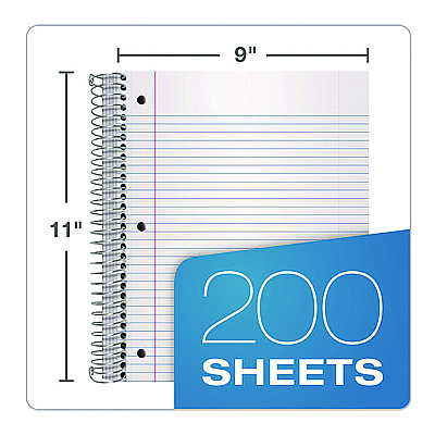 Oxford Five-Subject Notebook, 5 Subject, College Rule, Randomly Assorted Cover Color, (200) 11 x 9 Sheets (OXF10588)