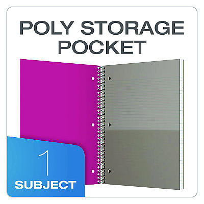 Oxford Poly One-Subject Notebook, 1 Subject, College Rule, Randomly Assorted Cover Color, (100) 11 x 9 Sheets (OXF10590)