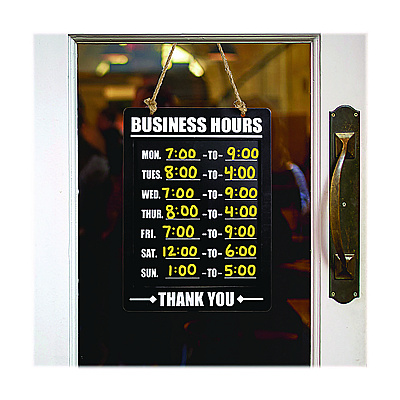 General Printing & Design Business Hours Indoor/Outdoor Hanging Chalkboard, 10 x 0.38 x 20.75, Black/White (EXOEGPHD0311AS)