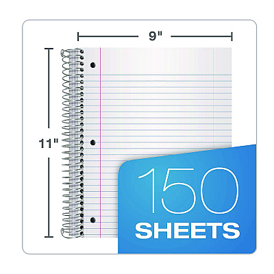 Oxford Three-Subject Notebook, 3 Subject, College Rule, Randomly Assorted Cover Color, (150) 11 x 9 Sheets (OXF10586)