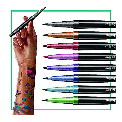 BIC BodyMark Temporary Tattoo Markers, Fine Brush Tip, Assorted Colors, 8/Pack (BICMTBP81AST)