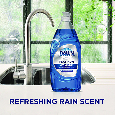 Dawn Platinum Liquid Dish Detergent, Refreshing Rain, 54.8 oz Bottle, 2/Pack (PGC04504)