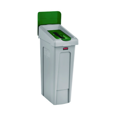 Rubbermaid Commercial Slim Jim Recycling Station Kit, 1-Stream Paper, 23 gal, Plastic, Green/Gray (RCP2185054)