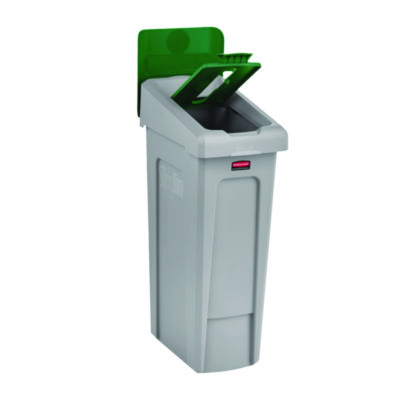 Rubbermaid Commercial Slim Jim Recycling Station Kit, 1-Stream Paper, 23 gal, Plastic, Green/Gray (RCP2185054)