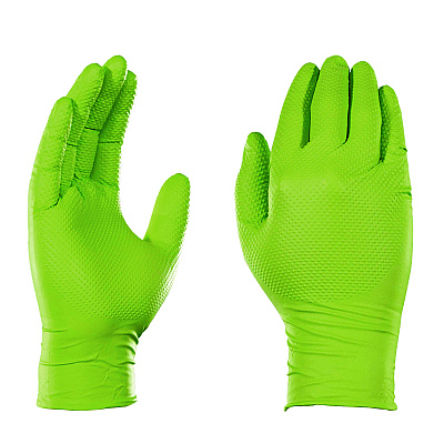 GloveWorks by AMMEX Heavy-Duty Industrial Nitrile Gloves, Powder-Free, 8 mil, Medium, Green, 100 Gloves/Box, 10 Boxes/Carton (AXCGWGN44100CT)
