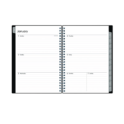 Blue Sky Enterprise Weekly/Monthly Notes Planner, 8.63" x 5.88", Black Cover, 12-Month (Jan to Dec): 2026 (131793)