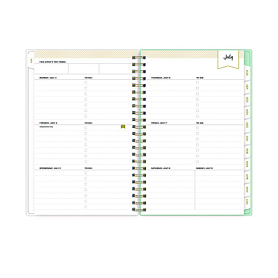 Blue Sky Day Designer "Secret Garden Mint" Academic Year Weekly/Monthly Notes Planner, 8 x 5, 12-Month (July to June): 2025-2026 (137900)