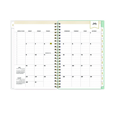 Blue Sky Day Designer "Secret Garden Mint" Academic Year Weekly/Monthly Notes Planner, 8 x 5, 12-Month (July to June): 2025-2026 (137900)