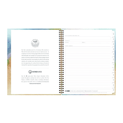 Blue Sky One Tree Planted Andreo Weekly/Monthly Planner, Abstract Artwork, 11" x 8.5", Blue/Sand/Green Cover, 12-Month (Jan-Dec): 2026 (137948)