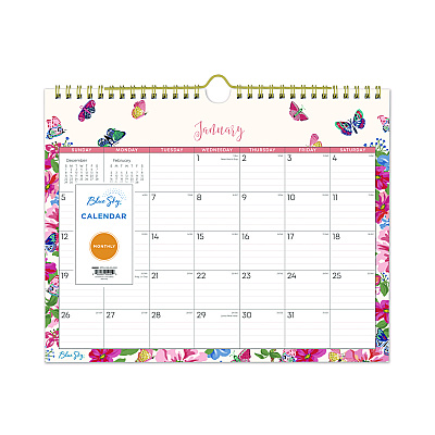 Blue Sky Fly By Monthly Wall Calendar, Butterflies Artwork, 11" x 8.75", Cream/Pink/Blue Sheets, 12-Month (Jan to Dec): 2026 (148643)