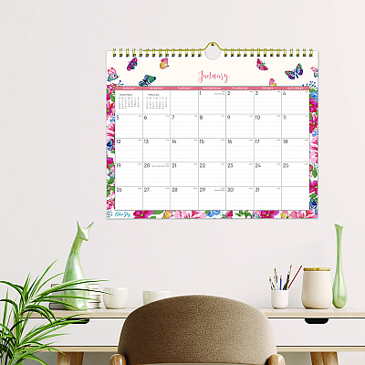 Blue Sky Fly By Monthly Wall Calendar, Butterflies Artwork, 11" x 8.75", Cream/Pink/Blue Sheets, 12-Month (Jan to Dec): 2026 (148643)
