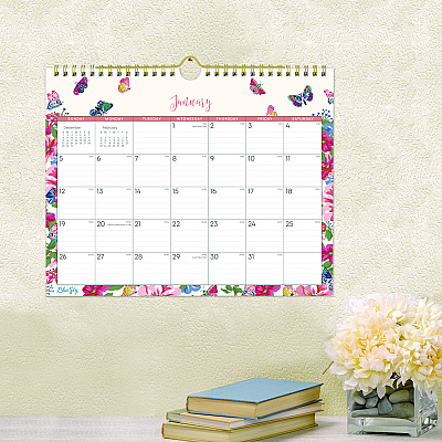 Blue Sky Fly By Monthly Wall Calendar, Butterflies Artwork, 11" x 8.75", Cream/Pink/Blue Sheets, 12-Month (Jan to Dec): 2026 (148643)