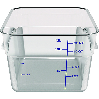 Carlisle Squares Polycarbonate Food Storage Container, 12 qt, 11.13 x 11.13 x 8.25, Clear, Plastic (CFS1195407)
