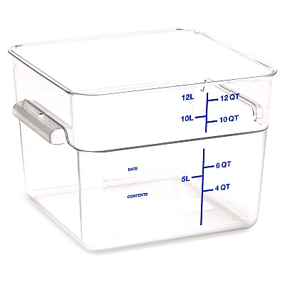 Carlisle Squares Polycarbonate Food Storage Container, 12 qt, 11.13 x 11.13 x 8.25, Clear, Plastic (CFS1195407)