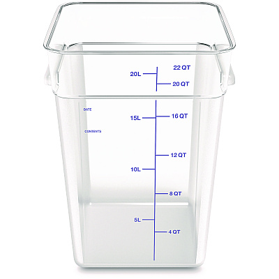 Carlisle Squares Polycarbonate Food Storage Container, 22 qt, 11 13 x 11.13 x 15.72, Clear, Plastic (CFS1195607)