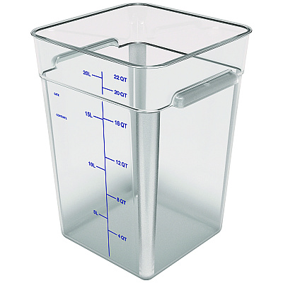 Carlisle Squares Polycarbonate Food Storage Container, 22 qt, 11 13 x 11.13 x 15.72, Clear, Plastic (CFS1195607)