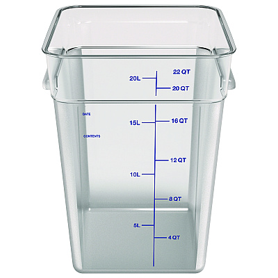 Carlisle Squares Polycarbonate Food Storage Container, 22 qt, 11 13 x 11.13 x 15.72, Clear, Plastic (CFS1195607)