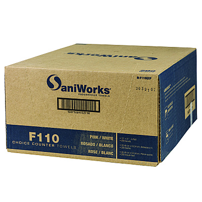 SaniWorks Choice Counter Foodservice Wiper, 1-Ply, 12 x 21, Pink/White, 200/Carton (HOSNF110QCP)