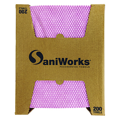 SaniWorks Choice Counter Foodservice Wiper, 1-Ply, 12 x 21, Pink/White, 200/Carton (HOSNF110QCP)